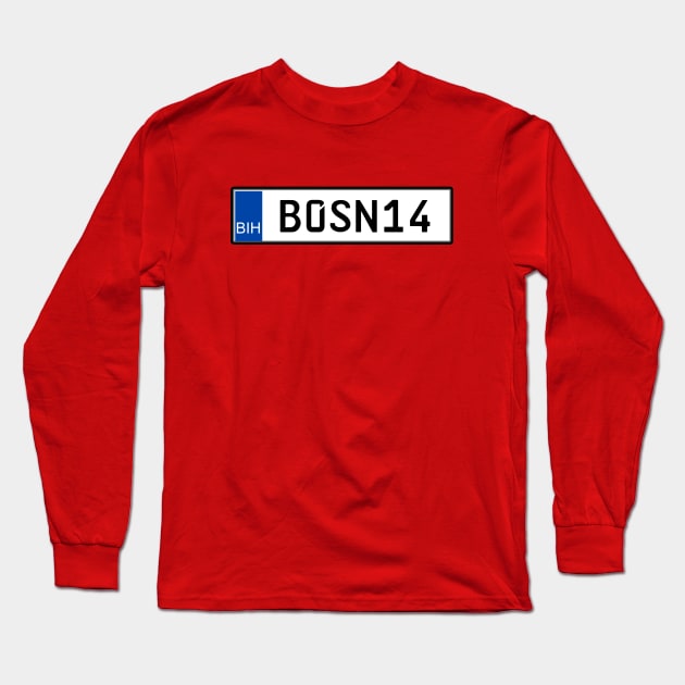 Bosnia car license plate Long Sleeve T-Shirt by Travellers